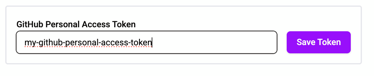 GitHub Personal Access Token input in DocuCodes