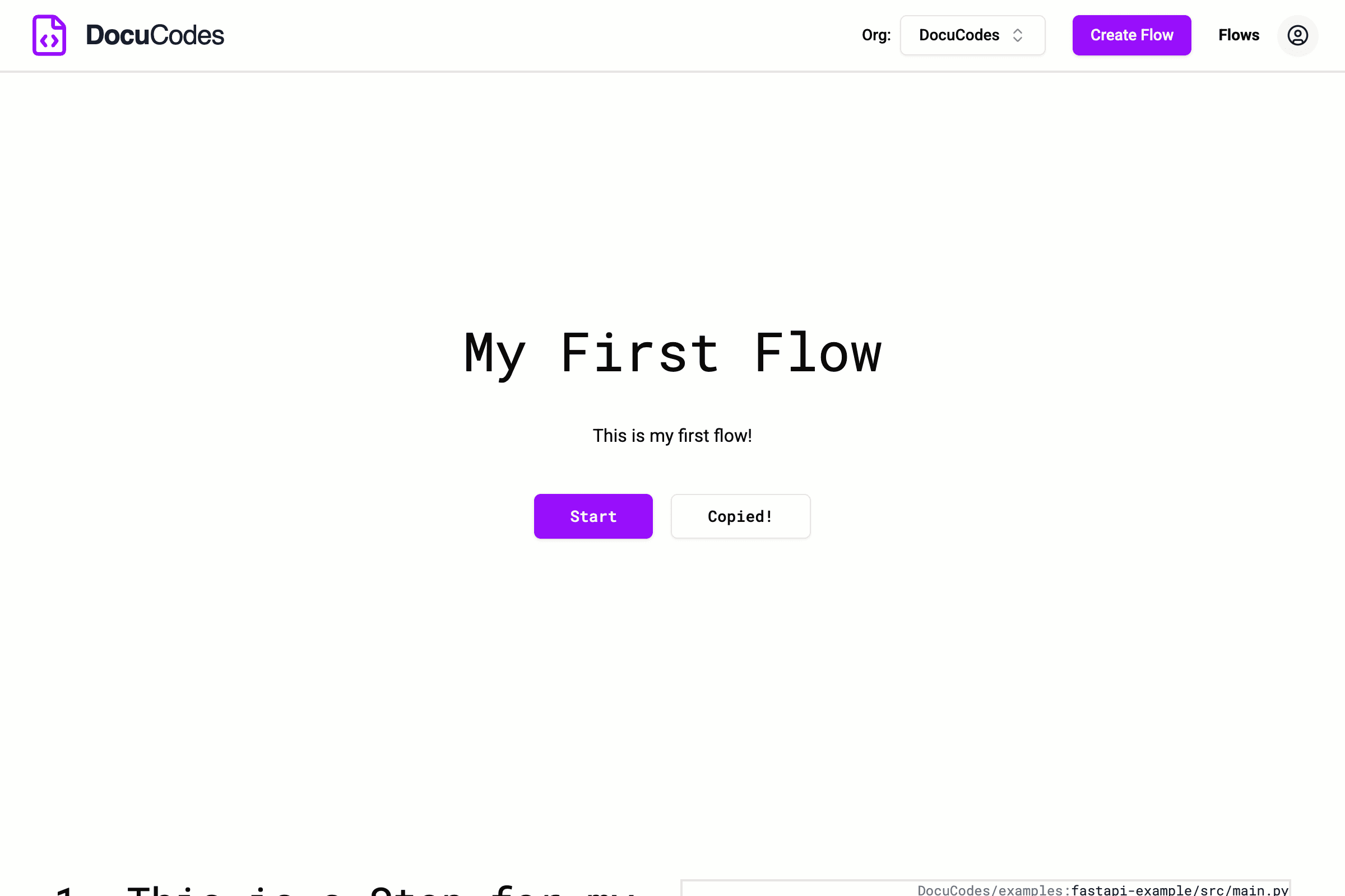 Screen shot of a DocuCodes Flow