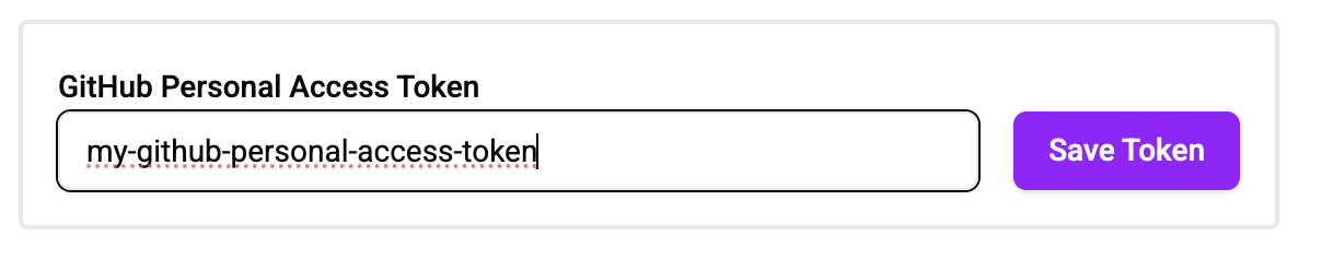 GitHub Personal Access Token input in DocuCodes